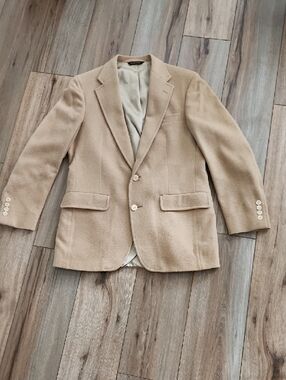Classic 100% Cashmere Camel Sport Coat Single-Breasted Men's Blazer 40R